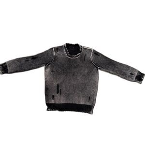 R13 Distressed Faded Cashmere Women's Sweater in Faded Black